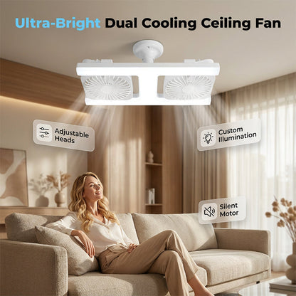 💡 50% DE DESCONTO – Ventilador de Teto Duplo com Luz LED | Design moderno, controle remoto & ideal para sala e quarto 🌬️✨