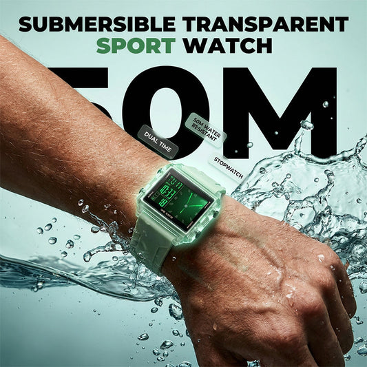 ⌚ OFERTA POR TEMPO LIMITADO: 50% DE DESCONTO! 💥 Relógio Digital Transparente Resistente à Água – 50M, Luminoso, Visor Híbrido ✨