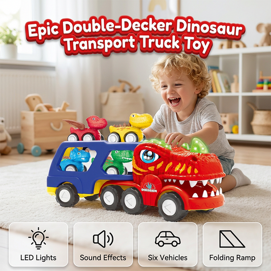 🦕🚛Caminhão de transporte de dinossauros de dois andares (brinquedo)