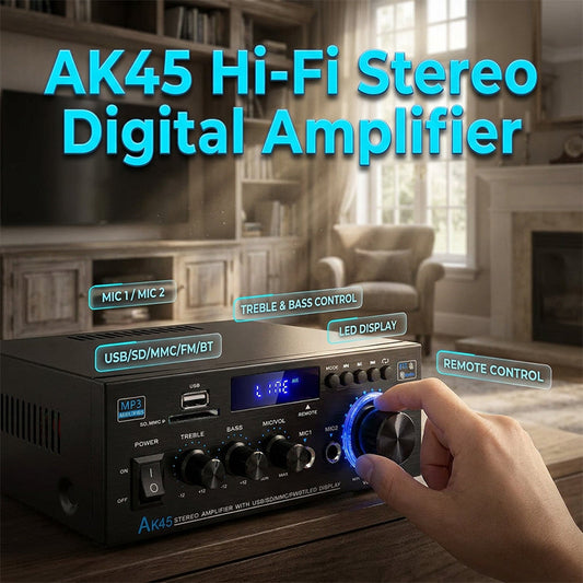 🎤 50% DE DESCONTO AGORA! 🔥 Amplificador de Karaokê Digital com Bluetooth e USB — Som Estéreo Hi-Fi, Controle de Eco